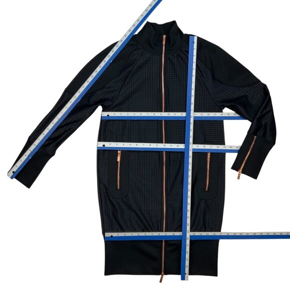 Lime & Vine Jacket Coat Dress M Black Zipper Cuffs Mock Neck Pockets Versatile - Picture 6 of 12